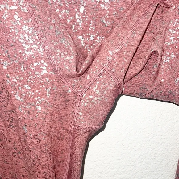 Sweaty Betty 7/8 Disco Metallic Pink Silver Leggings - Picture 7 of 9